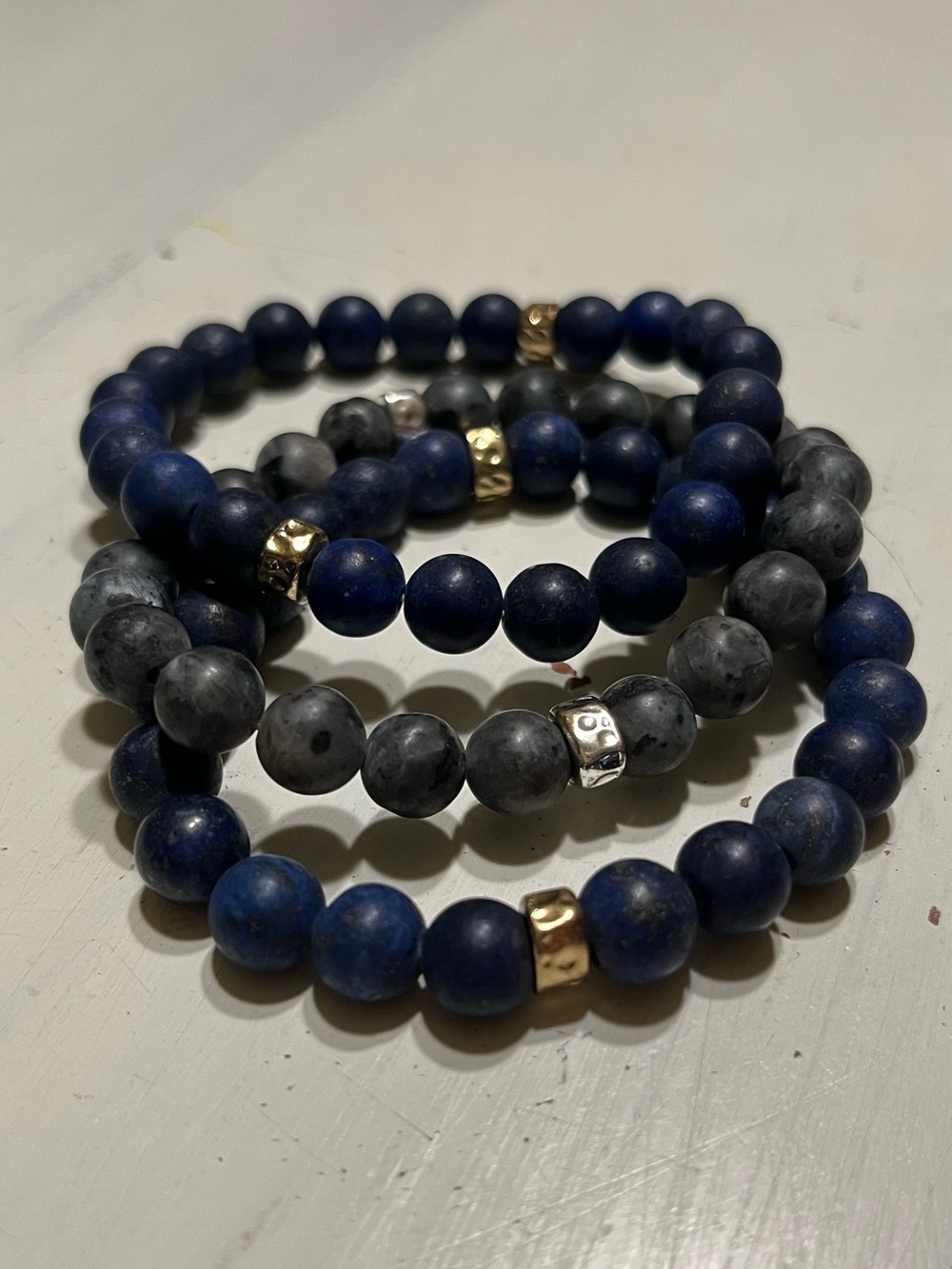 Boho Natural Stone Beaded Stretch Bracelet Set Bohemian Earthy